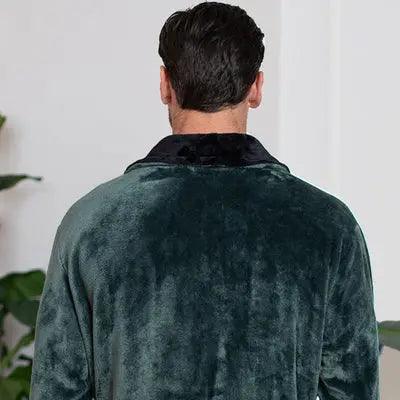Fleece Bathrobe With Shawl Collar for Men From Lotus Linen