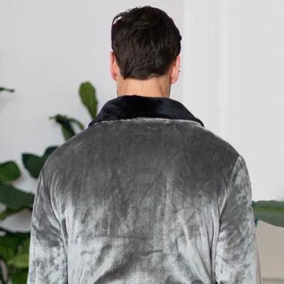 Fleece Bathrobe With Shawl Collar for Men From Lotus Linen