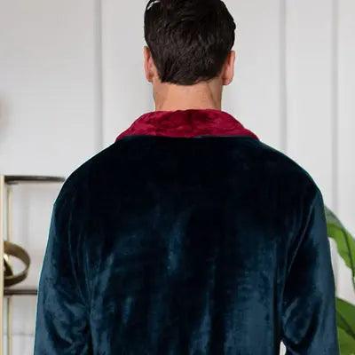 Fleece Bathrobe With Shawl Collar for Men From Lotus Linen