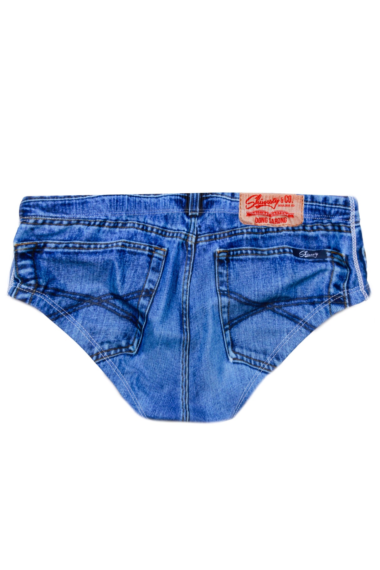 The Daytona Dong Sarong | Denim Print Swim Brief from Shinesty