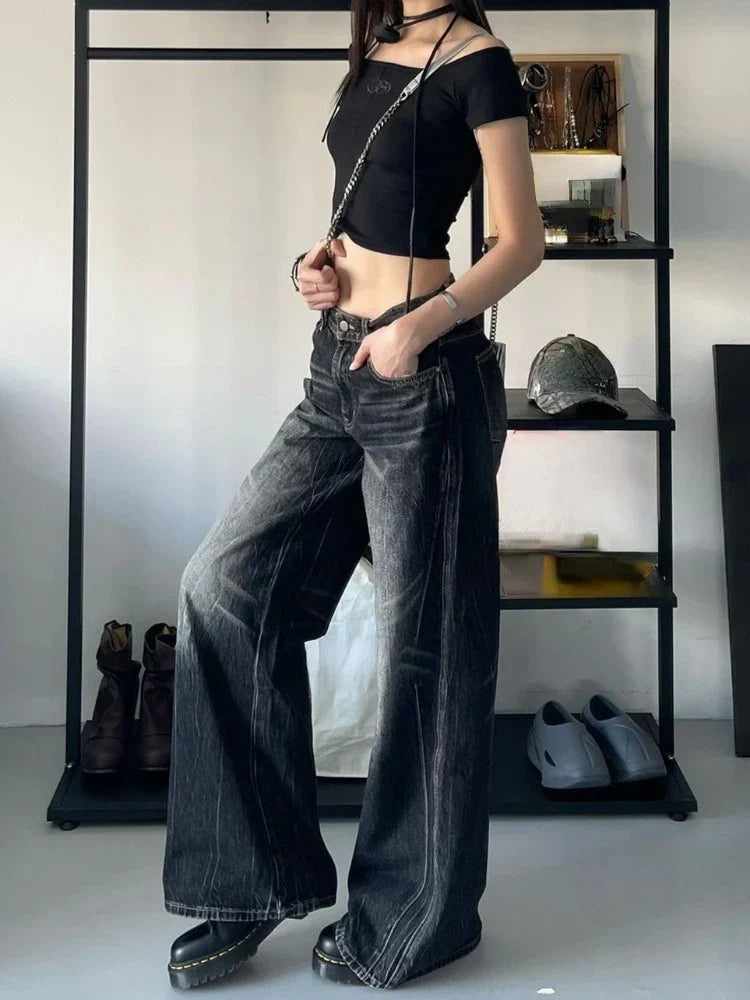 Baggy Y2K Jeans – Grunge Gothic High Street Denim From Kawaii Stop