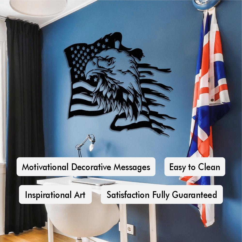 Bald Eagle Holding American Flag Wall Art from VITAHOME DESIGN LLC