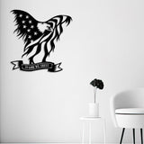 Bald Eagle Metal Wall Art  with Flag Holding In God We Trust from VITAHOME DESIGN LLC