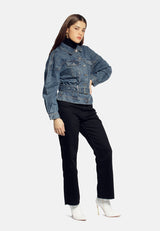 Balloon Sleeve Belted Denim Shacket from London Rag International