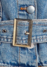 Balloon Sleeve Belted Denim Shacket from London Rag International