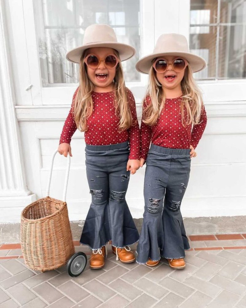 Barbie Pleated Denim Bell Bottoms - Dark Denim from Bailey's Blossoms