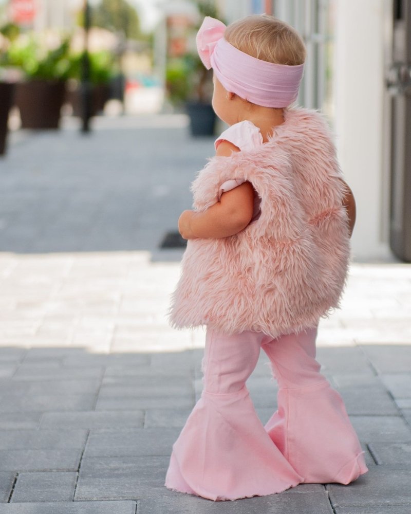Barbie Pleated Denim Bell Bottoms - PowerPuff Distressed Pink from Bailey's Blossoms