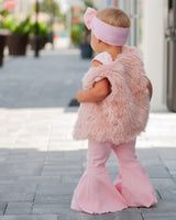Barbie Pleated Denim Bell Bottoms - PowerPuff Distressed Pink from Bailey's Blossoms