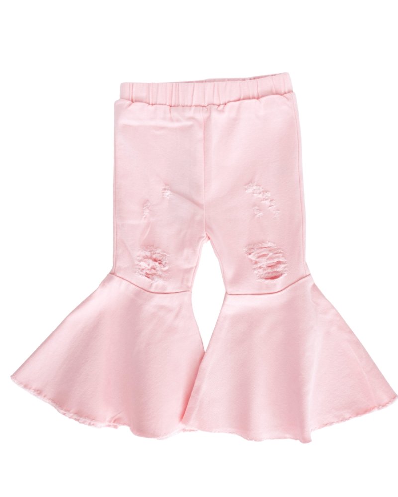 Barbie Pleated Denim Bell Bottoms - PowerPuff Distressed Pink from Bailey's Blossoms