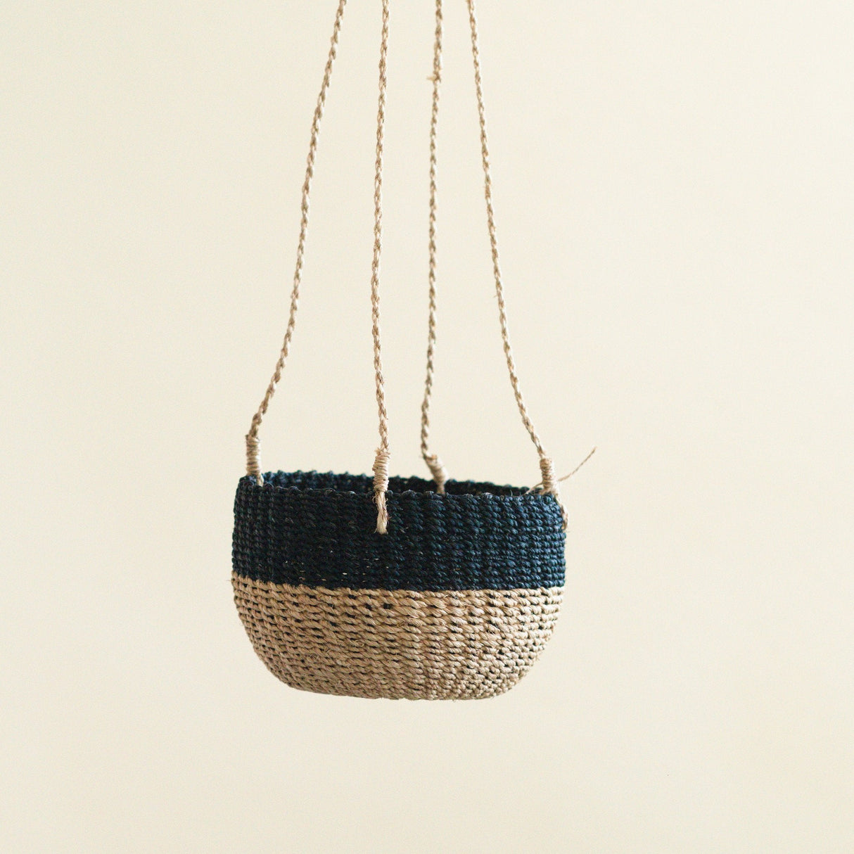 Natural + Black Colorblock Hanging Planter - Hanging Basket |From  LIKHÂ