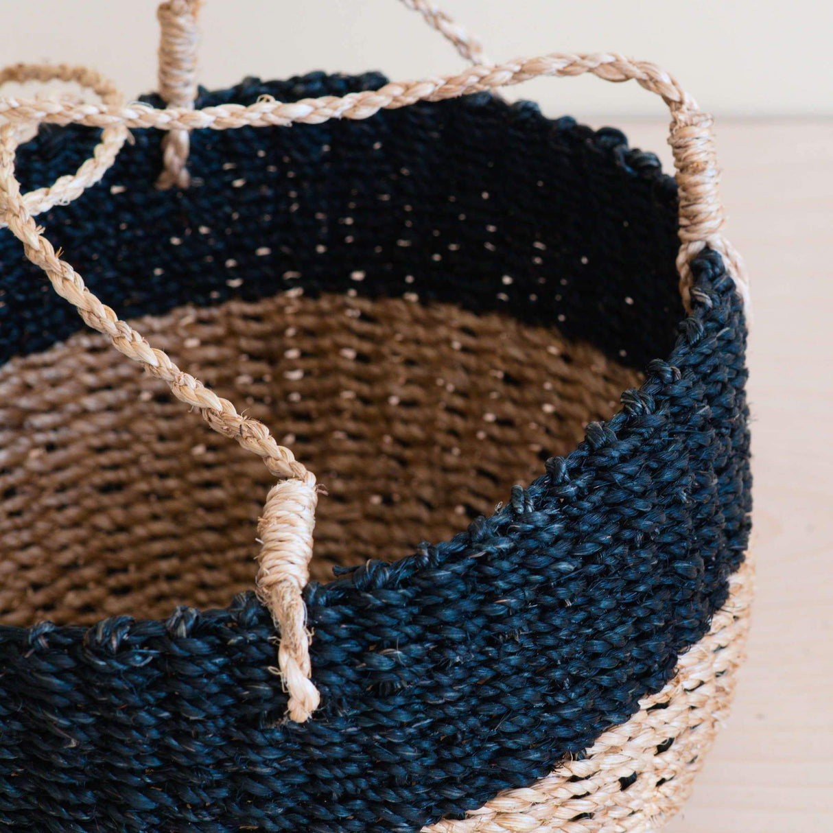 Natural + Black Colorblock Hanging Planter - Hanging Basket |From  LIKHÂ