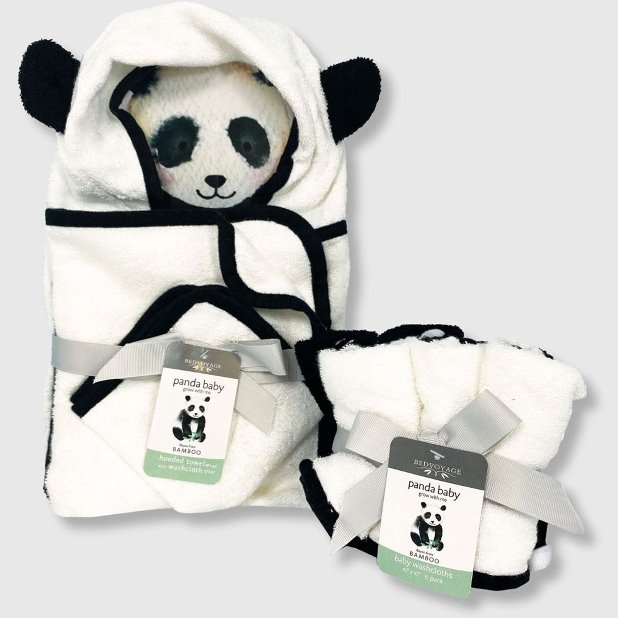 Panda Baby Bath Essentials 8pc Baby Gift Set - White/Black - Final Sale/No Returns from BedVoyage