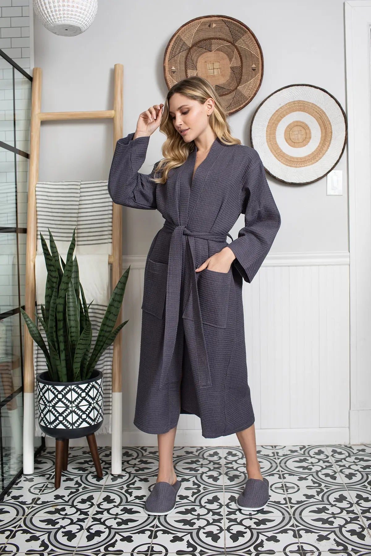 Lightweight Cotton Waffle Robe for Women From Lotus Linen