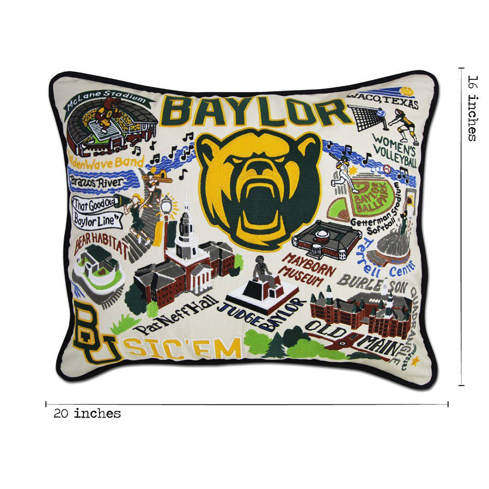 Baylor University Collegiate Embroidered Pillow by Cat Studio from Quirks!