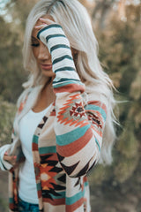 Chic Printed Lapel Woolen Coat with Unique Stitching from MsDressly