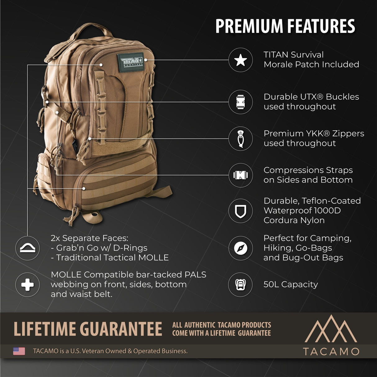 BC50 50L 72-Hour Tactical Backpack from TITAN Survival