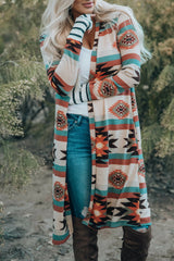 Chic Printed Lapel Woolen Coat with Unique Stitching from MsDressly