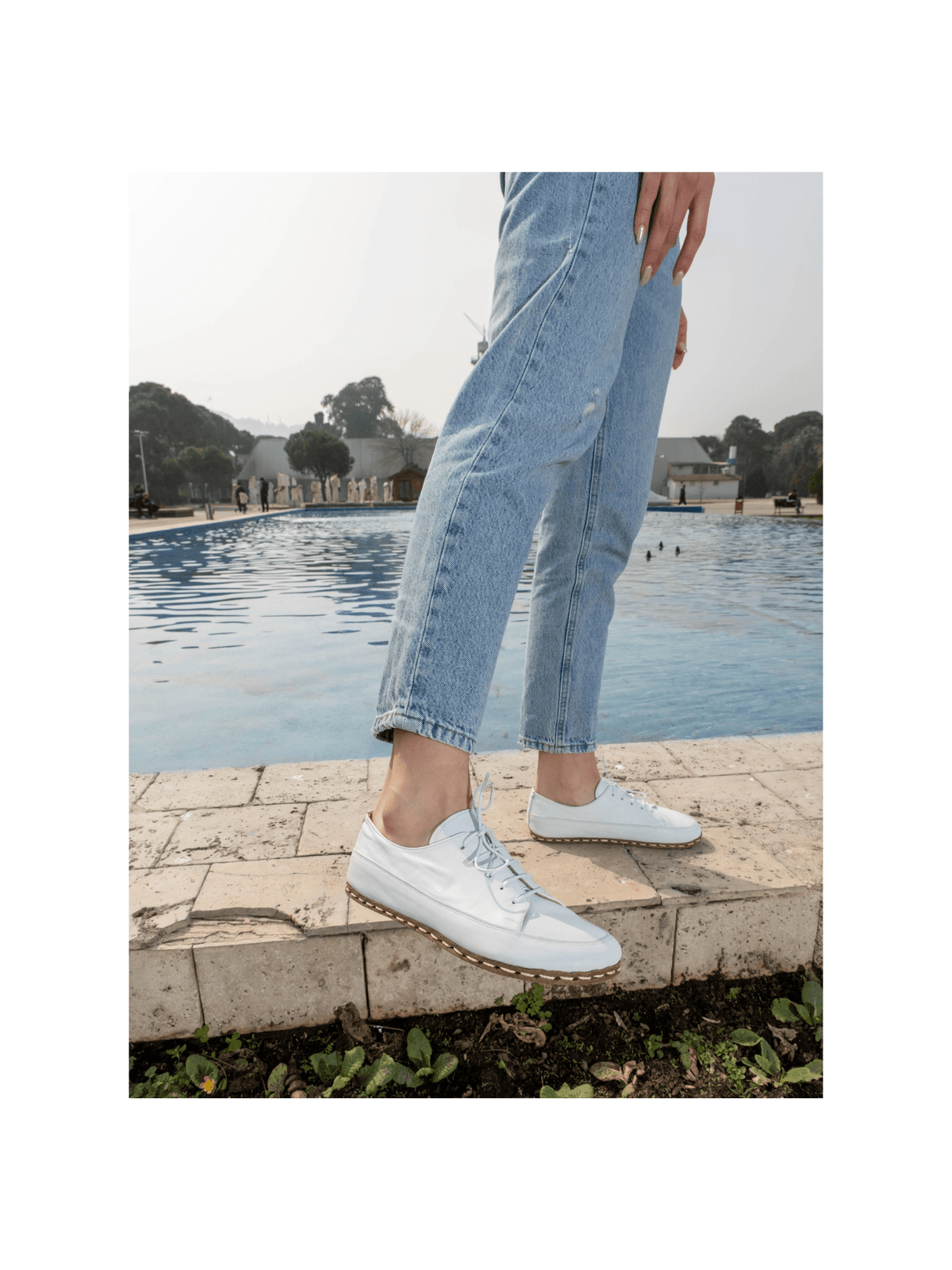 Men's White Barefoot Sneakers from Atlantis Handmade Shoes