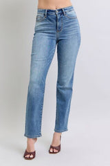 Judy Blue Full Size Run Vintage Wash Thermal Straight Jeans from Enfance-Heureuse