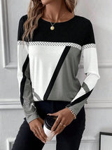 Contrast Round Neck Long Sleeve T-Shirt from Enfance-Heureuse