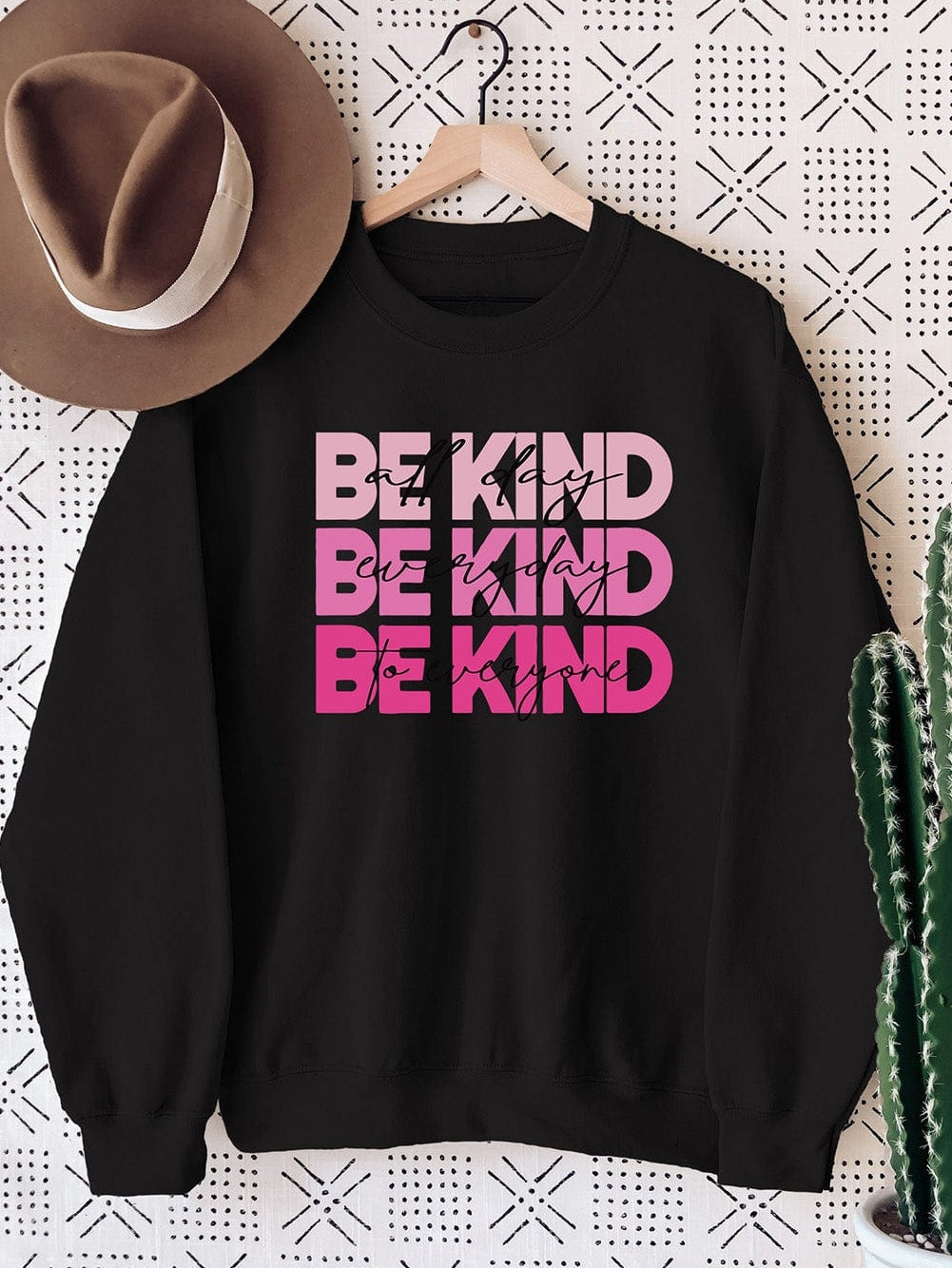 BE KIND Black Rainbow Letter Print Graphic Sweatshirt from MsDressly