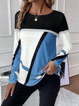 Contrast Round Neck Long Sleeve T-Shirt from Enfance-Heureuse
