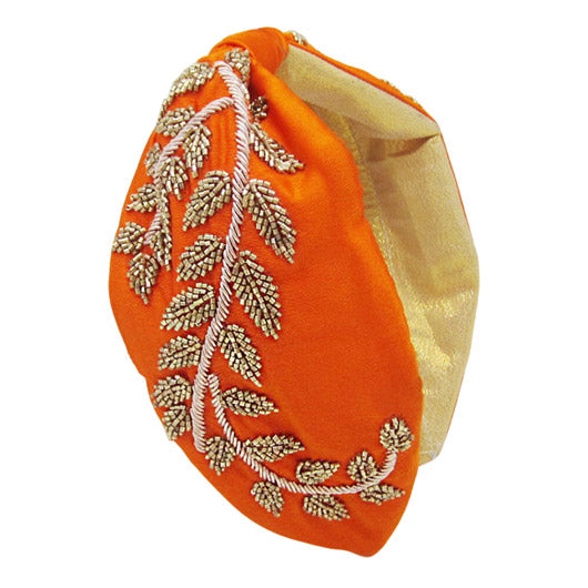 Beaded Leaf Cluster Knot Burnout Headband from Madeline Love