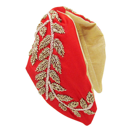 Beaded Leaf Cluster Knot Burnout Headband from Madeline Love