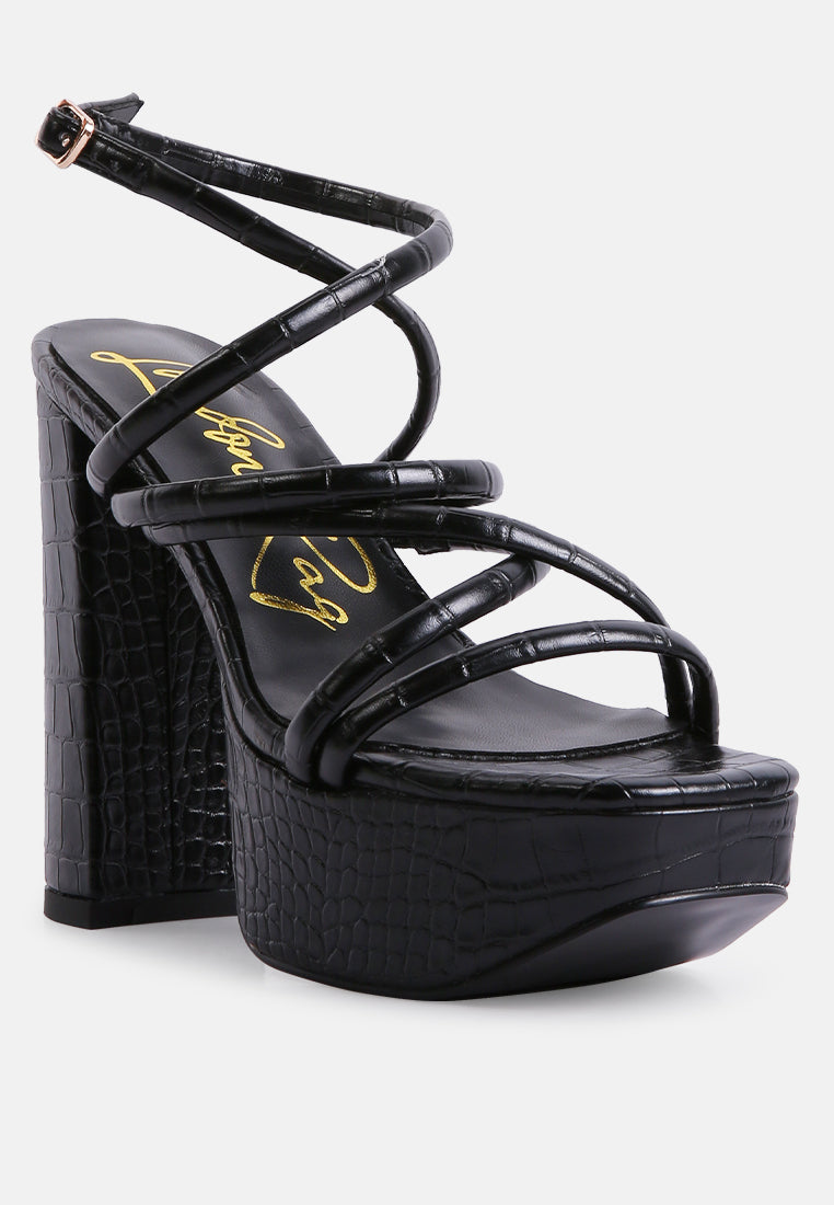 Beam Tips Strappy Chunky Platform High Heel Sandals from London Rag International