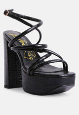 Beam Tips Strappy Chunky Platform High Heel Sandals from London Rag International