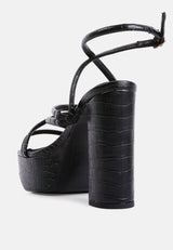 Beam Tips Strappy Chunky Platform High Heel Sandals from London Rag International