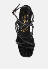 Beam Tips Strappy Chunky Platform High Heel Sandals from London Rag International