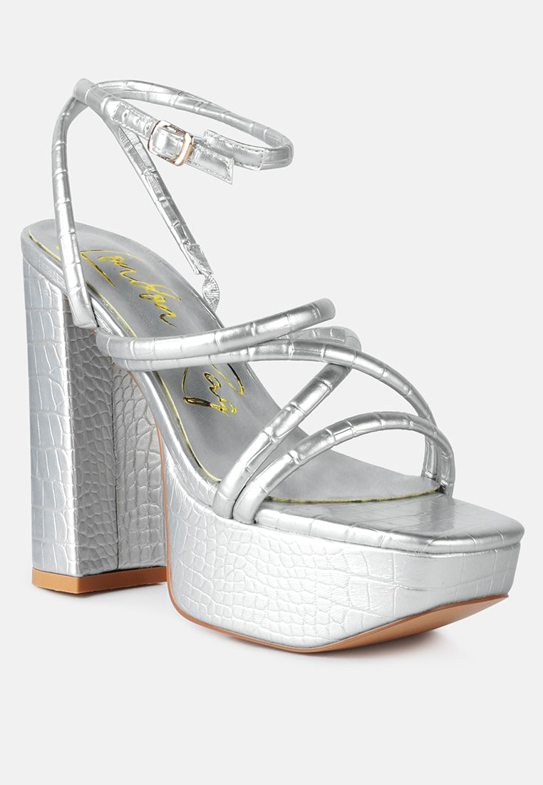 Beam Tips Strappy Chunky Platform High Heel Sandals from London Rag International