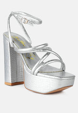 Beam Tips Strappy Chunky Platform High Heel Sandals from London Rag International