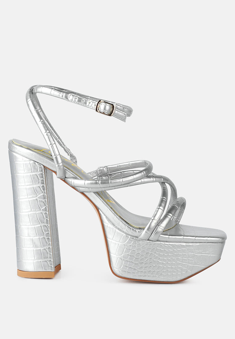Beam Tips Strappy Chunky Platform High Heel Sandals from London Rag International