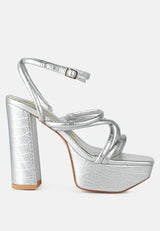 Beam Tips Strappy Chunky Platform High Heel Sandals from London Rag International