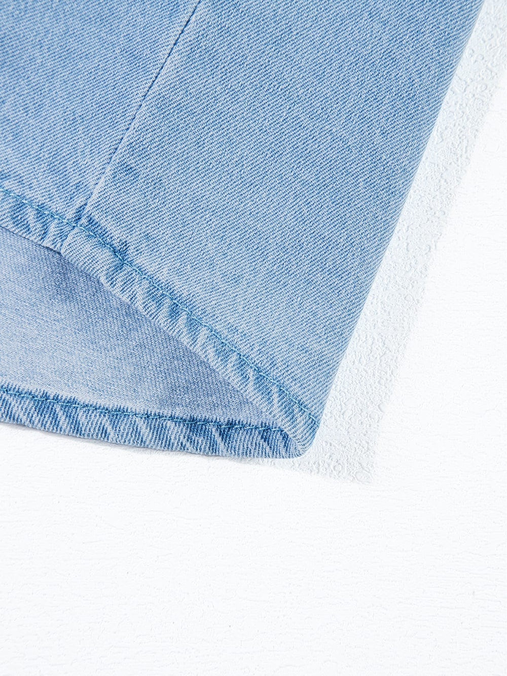 Beau Blue Denim Ruffle Flutter Sleeve Button-Up Top from MsDressly