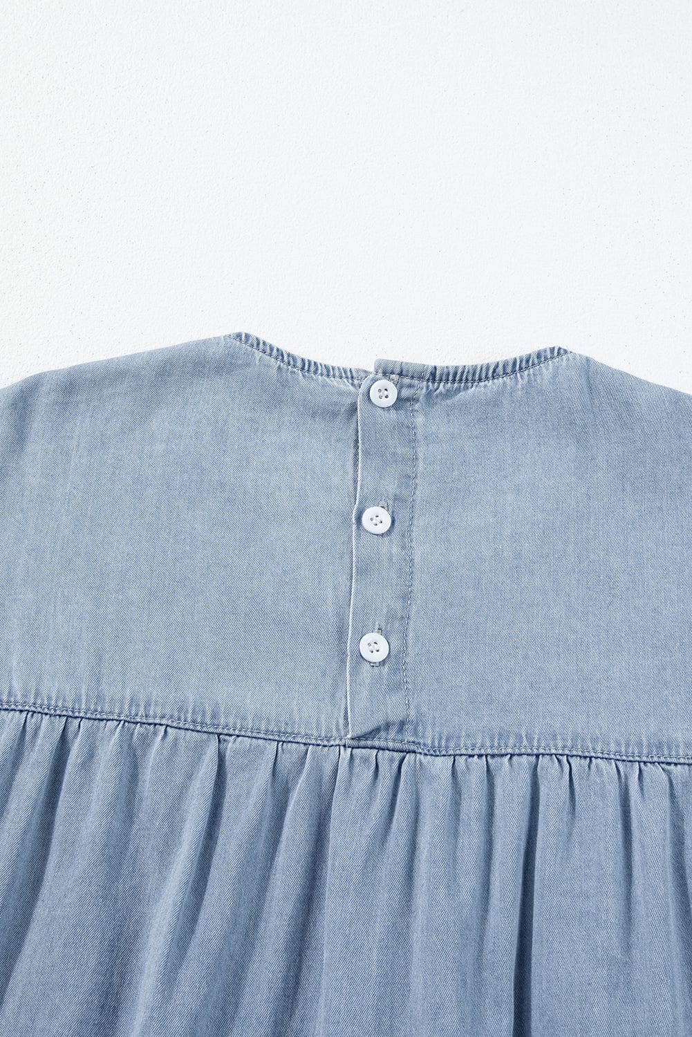 Beau Blue Denim Tiered A-line Dress with Ruffle Details from MsDressly