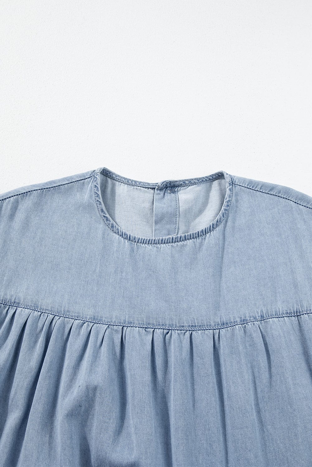 Beau Blue Denim Tiered A-line Dress with Ruffle Details from MsDressly