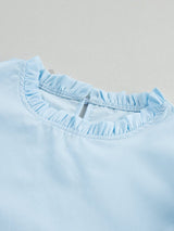 Beau Blue Elegant Cap Sleeve Blouse with Ric Rac Detail from MsDressly
