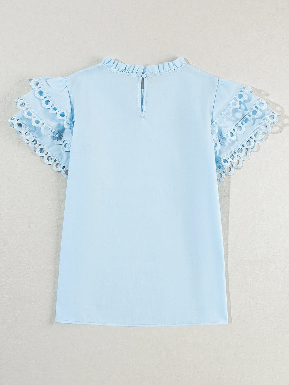 Beau Blue Elegant Cap Sleeve Blouse with Ric Rac Detail from MsDressly