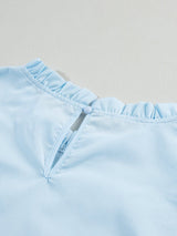 Beau Blue Elegant Cap Sleeve Blouse with Ric Rac Detail from MsDressly