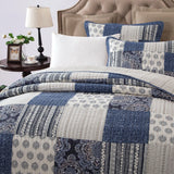 DaDa Bedding Bohemian Denim Blue Elegance Patchwork Cotton Bedspread Set (JHW-660) from DaDalogy Bedding Collection