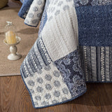 DaDa Bedding Bohemian Denim Blue Elegance Patchwork Cotton Bedspread Set (JHW-660) from DaDalogy Bedding Collection