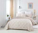 DaDa Bedding Soft Charming French Country Ruffles Quilted Cotton Bedspread Set - Ivory Cream Tan (JHW873) from DaDalogy Bedding Collection