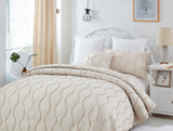 DaDa Bedding Soft Charming French Country Ruffles Quilted Cotton Bedspread Set - Ivory Cream Tan (JHW873) from DaDalogy Bedding Collection