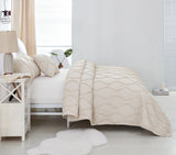 DaDa Bedding Soft Charming French Country Ruffles Quilted Cotton Bedspread Set - Ivory Cream Tan (JHW873) from DaDalogy Bedding Collection