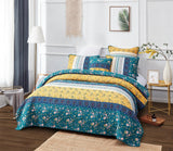 DaDa Bedding Bohemian Patchwork Bed of Wild Flowers Floral Gardenia Green Bedspread Set (JHW-886) from DaDalogy Bedding Collection