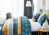 DaDa Bedding Bohemian Patchwork Bed of Wild Flowers Floral Gardenia Green Bedspread Set (JHW-886) from DaDalogy Bedding Collection