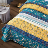 DaDa Bedding Bohemian Patchwork Bed of Wild Flowers Floral Gardenia Green Bedspread Set (JHW-886) from DaDalogy Bedding Collection
